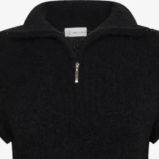 Jane Lushka gebreid vest KN Teddy. Zwart Hot