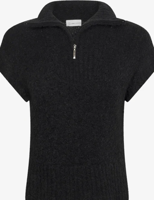 Jane Lushka gebreid vest KN Teddy. Zwart Hot