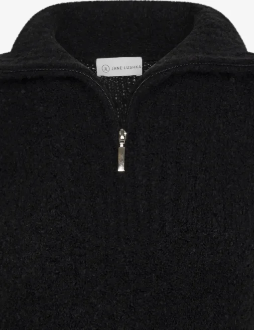 Jane Lushka gebreid vest KN Teddy. Zwart Hot