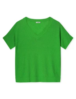 Kyra v-hals trui Lurex Ezra-s25 Licht Groen Clearance