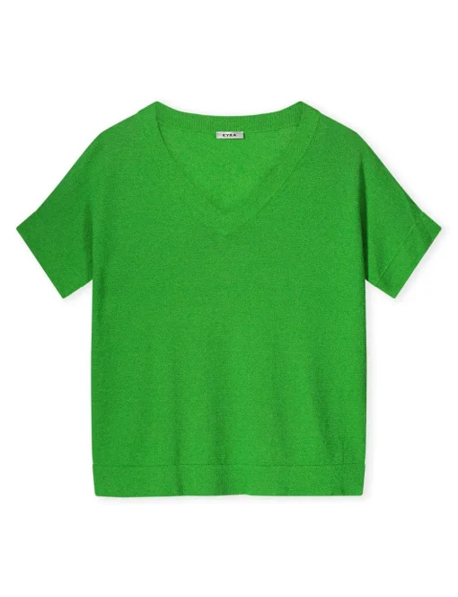 Kyra v-hals trui Lurex Ezra-s25 Licht Groen Clearance