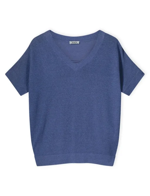 Kyra v-hals trui Lurex Ezra-s25 Licht Blauw Outlet