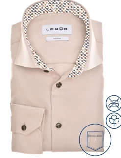 Ledub business overhemd 0142818 Licht Bruin Clearance