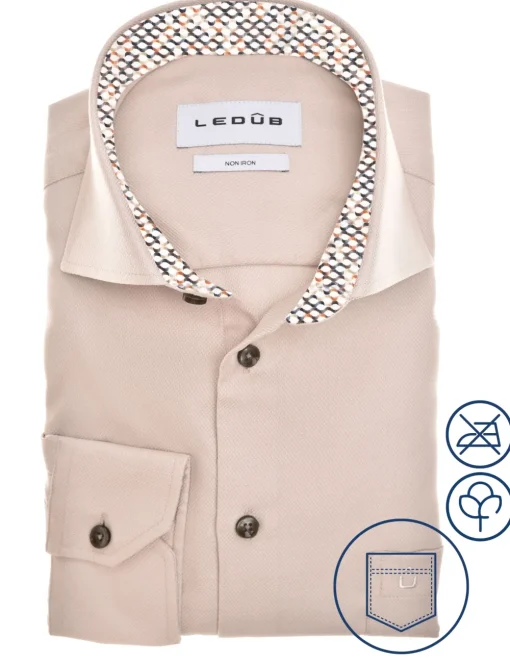 Ledub business overhemd 0142818 Licht Bruin Clearance