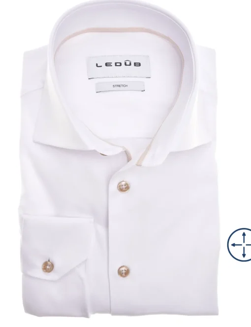 Ledub business overhemd Modern Fit 0142832 Wit/Beige Fashion