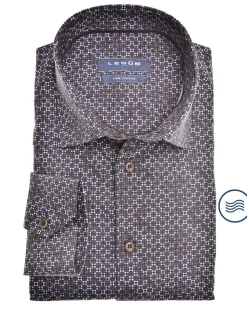 Ledub business overhemd Modern Fit 0141376 Donker Bruin Online