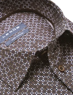 Ledub business overhemd Modern Fit 0141376 Donker Bruin Online