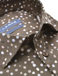 Ledub business overhemd Modern Fit 0141405 Donker Bruin Sale