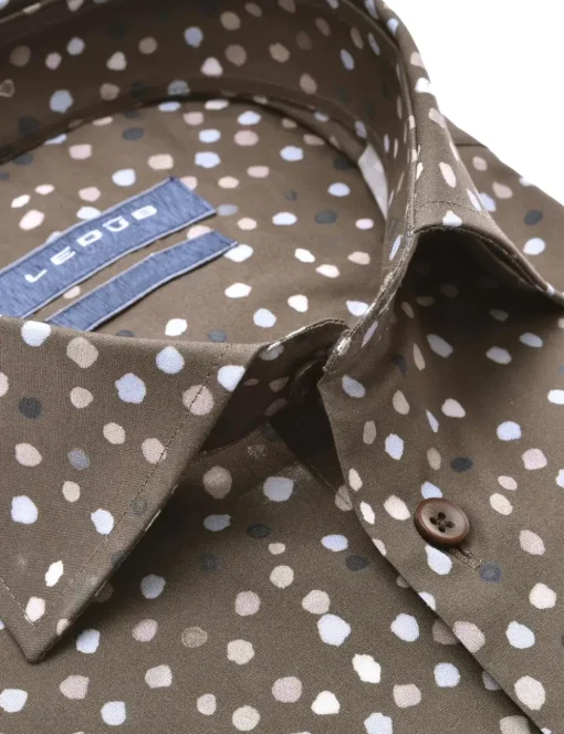 Ledub business overhemd Modern Fit 0141405 Donker Bruin Sale