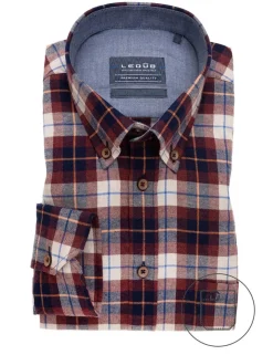 Ledub overhemd Modern Fit 0139427 Rood Outlet