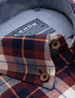 Ledub overhemd Modern Fit 0139427 Rood Outlet