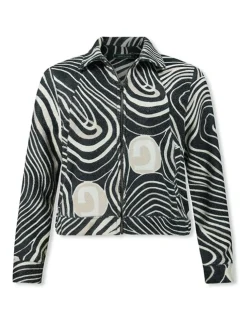 Lizzy & Coco gebreid vest 2410-AYDA-PRINT Zwart / Wit Online