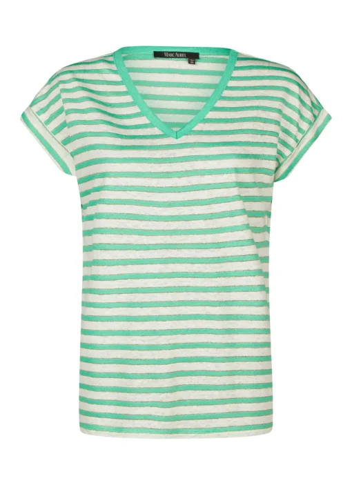 Marc Aurel t-shirts 7537-7000-73727. Wit/Groen Fashion