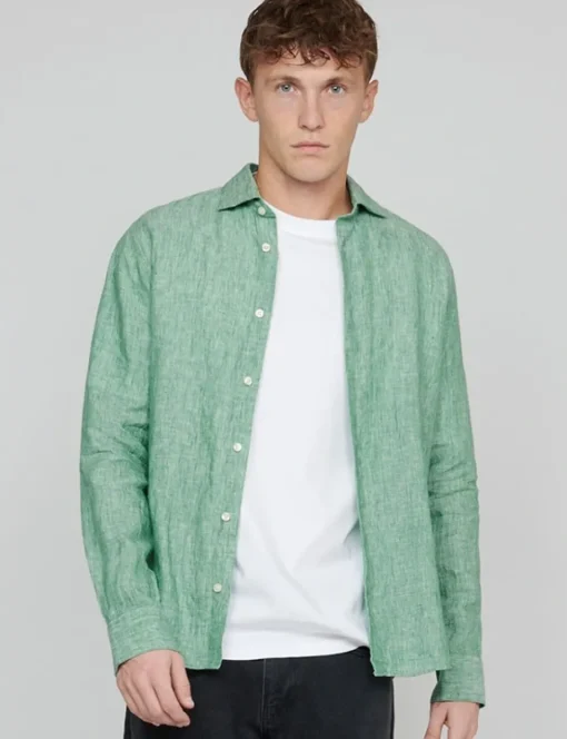 Matinique linnen overhemd 30205841 Groen Clearance