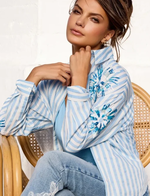 Monari blouse 409145 Blauw New
