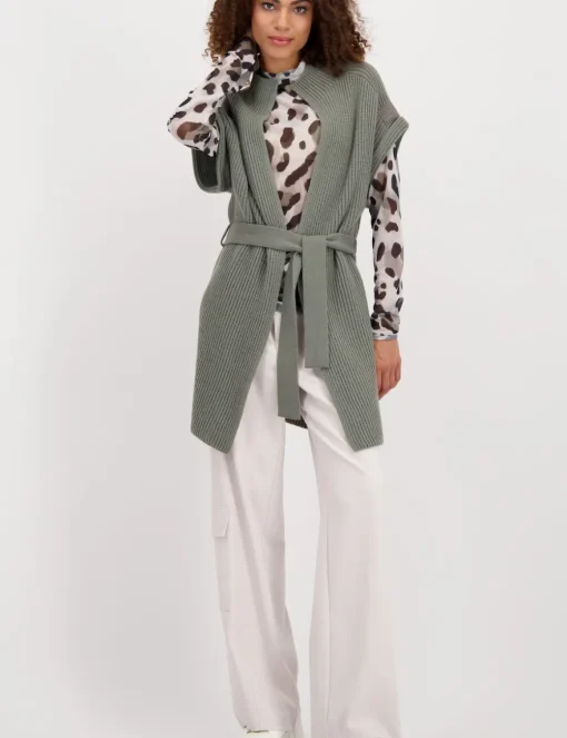 Monari gebreid vest 807389 Licht Groen Fashion