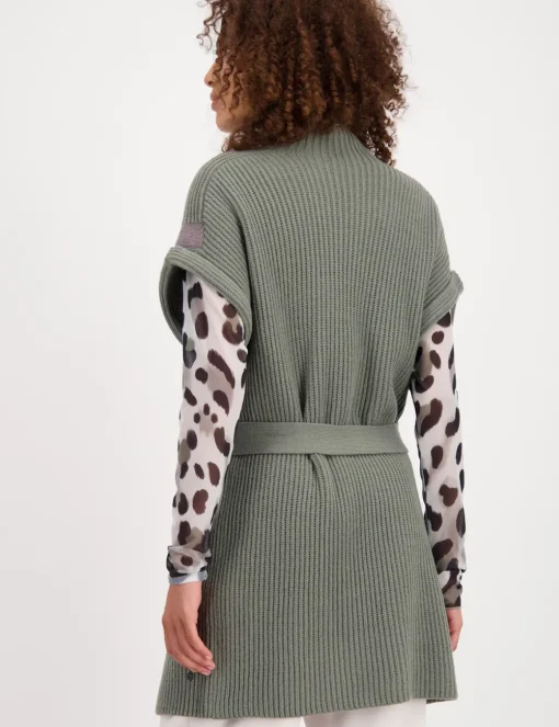Monari gebreid vest 807389 Licht Groen Fashion