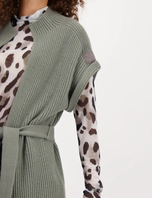 Monari gebreid vest 807389 Licht Groen Fashion