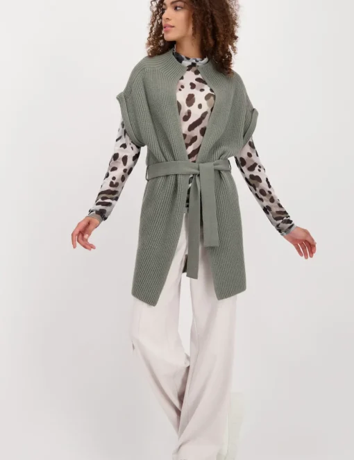 Monari gebreid vest 807389 Licht Groen Fashion