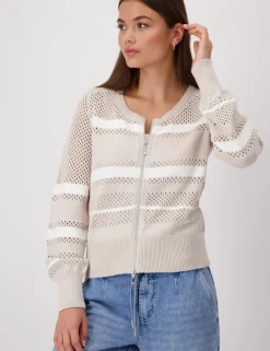 Monari gebreid vest 409281 Zwart / Wit Clearance