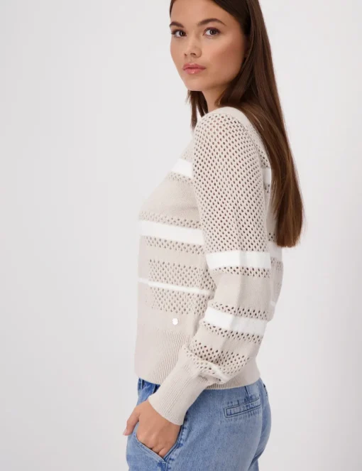 Monari gebreid vest 409281 Zwart / Wit Clearance