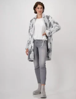 Monari gebreid vest 808506 Grijs Melange Online