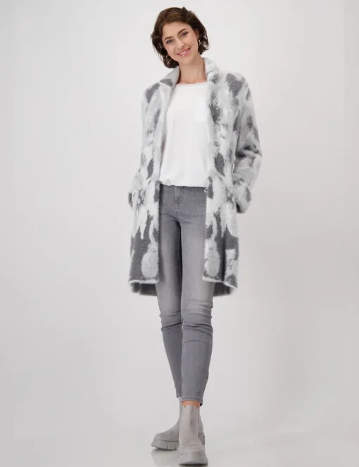 Monari gebreid vest 808506 Grijs Melange Online