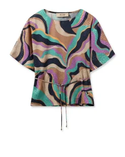 Mos Mosh blouse RIKA ONDA BLOUSE Aqua Discount