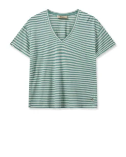 Mos Mosh t-shirts JILL V NECK Mint Groen Clearance