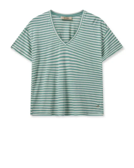 Mos Mosh t-shirts JILL V NECK Mint Groen Clearance