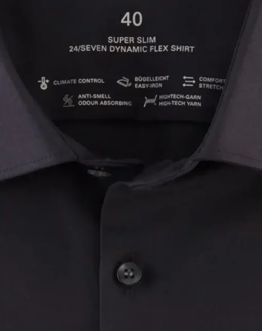 OLYMP business overhemd Super Slim Fit 252624 Zwart Clearance