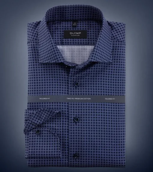 OLYMP SIGNATURE business overhemd Tailored Fit 853544 Donker Blauw Outlet