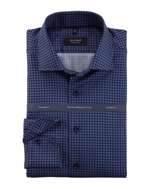 OLYMP SIGNATURE business overhemd Tailored Fit 853544 Donker Blauw Outlet