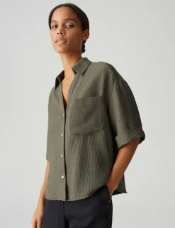 Opus blouse 10403413096344 Olijf groen Online