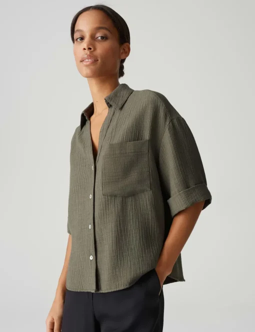 Opus blouse 10403413096344 Olijf groen Online