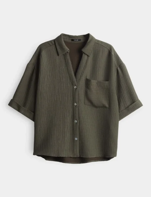 Opus blouse 10403413096344 Olijf groen Online