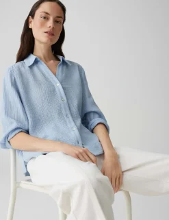 Opus blouse 10399510379100 Blauw Online