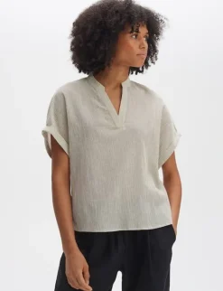 Opus blouse 1028435730100 Beige Online