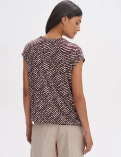 Opus t-shirts 2411012292100 Khaky beige Fashion