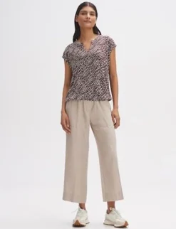 Opus t-shirts 2411012292100 Khaky beige Fashion