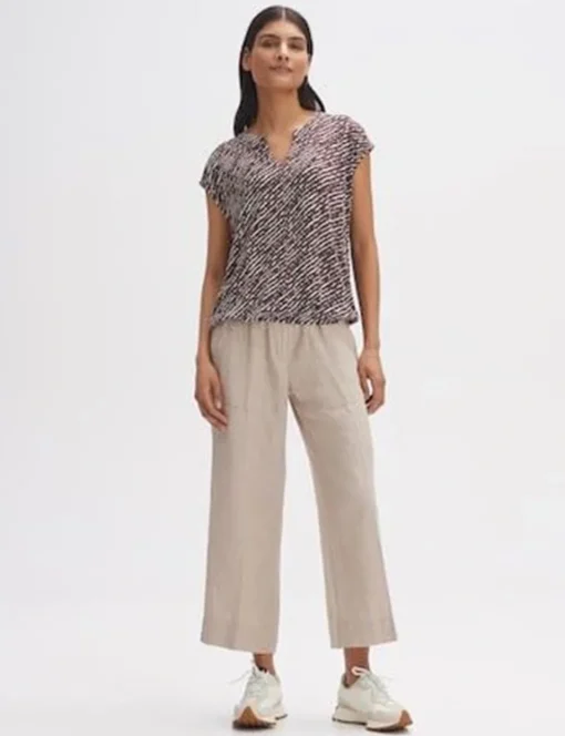 Opus t-shirts 2411012292100 Khaky beige Fashion