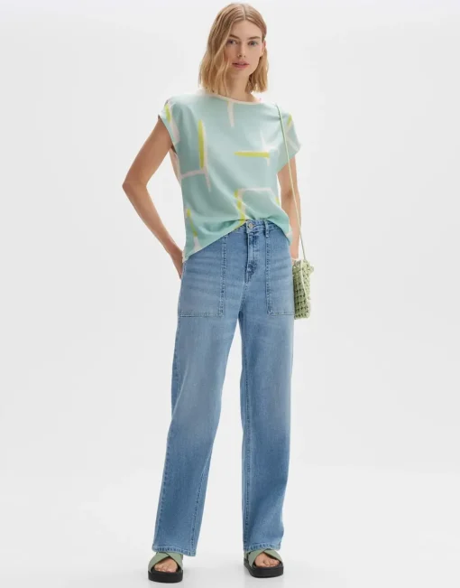 Opus t-shirts 10274212195254 Olijf groen Hot