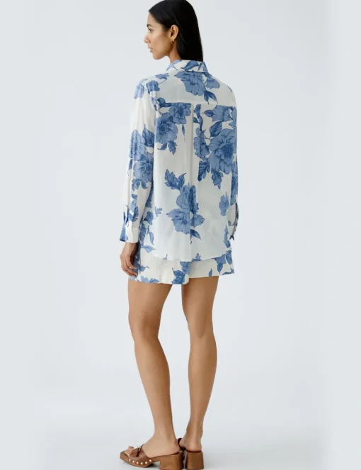 Oui blouse 0092934 Licht Blauw Discount