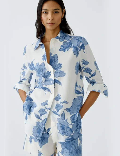 Oui blouse 0092934 Licht Blauw Discount
