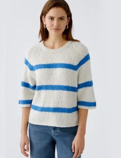 Oui trui 0091922 Wit/Blauw Fashion