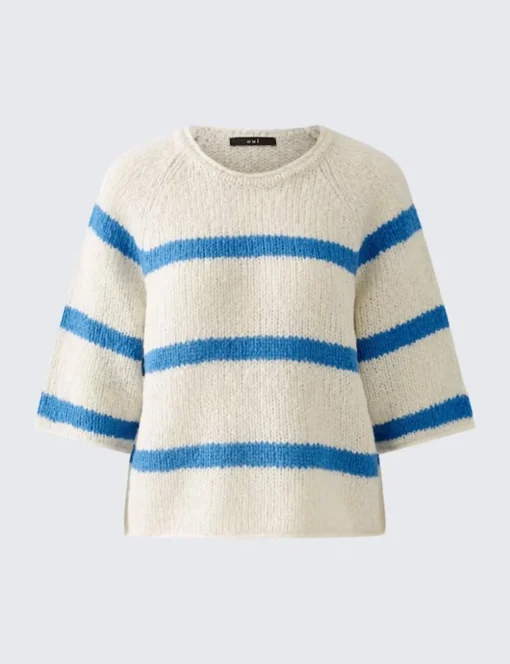 Oui trui 0091922 Wit/Blauw Fashion