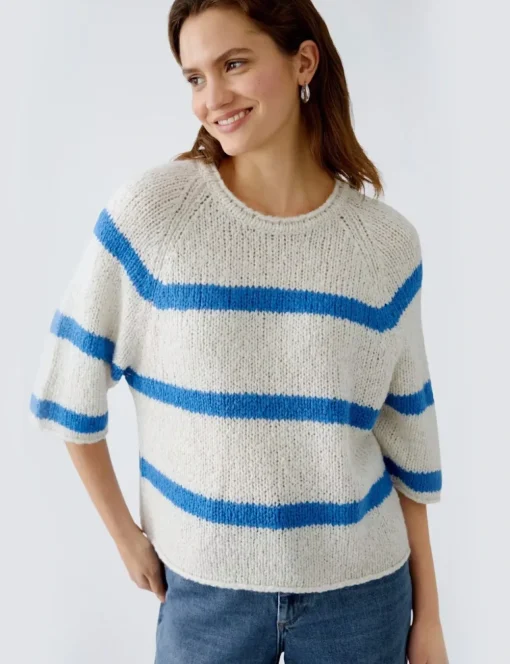Oui trui 0091922 Wit/Blauw Fashion