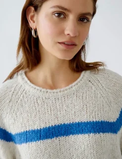 Oui trui 0091922 Wit/Blauw Fashion