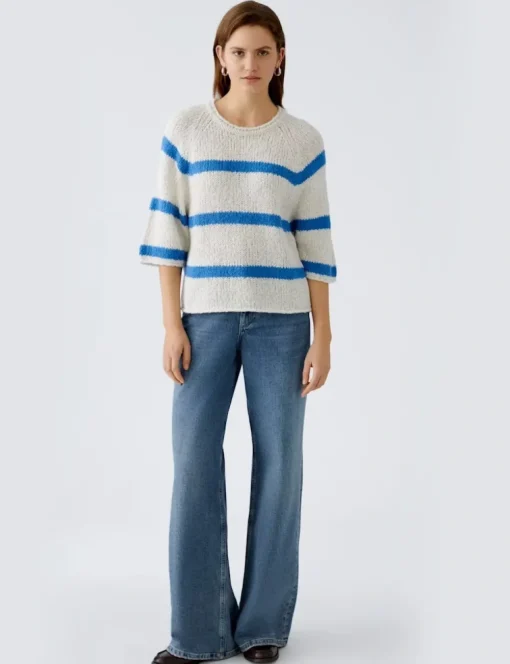 Oui trui 0091922 Wit/Blauw Fashion