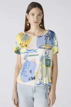Oui t-shirts 0087426 Wit/Geel Hot